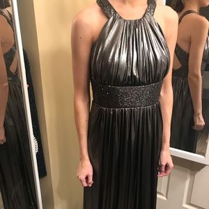 Calvin Klein Metallic Silver Formal Dress